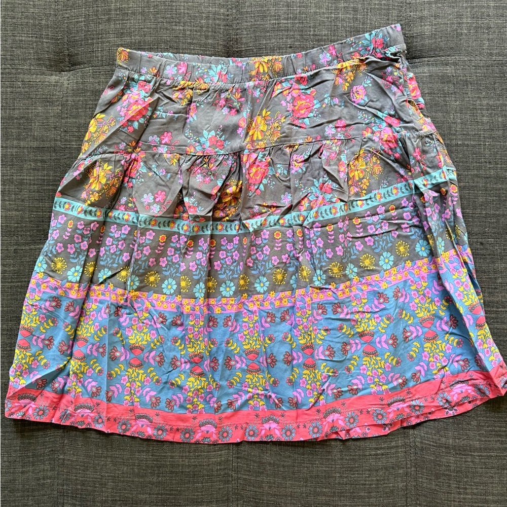 NATURAL LIFE Pink Mini Skater Skirt with Pleated Tiers